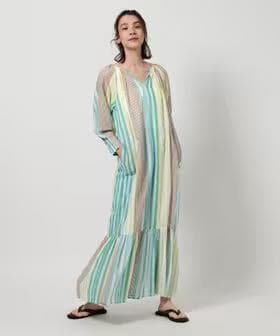 【ne Quittez pas】25SS ストライプ ギャザー ネック ドレス