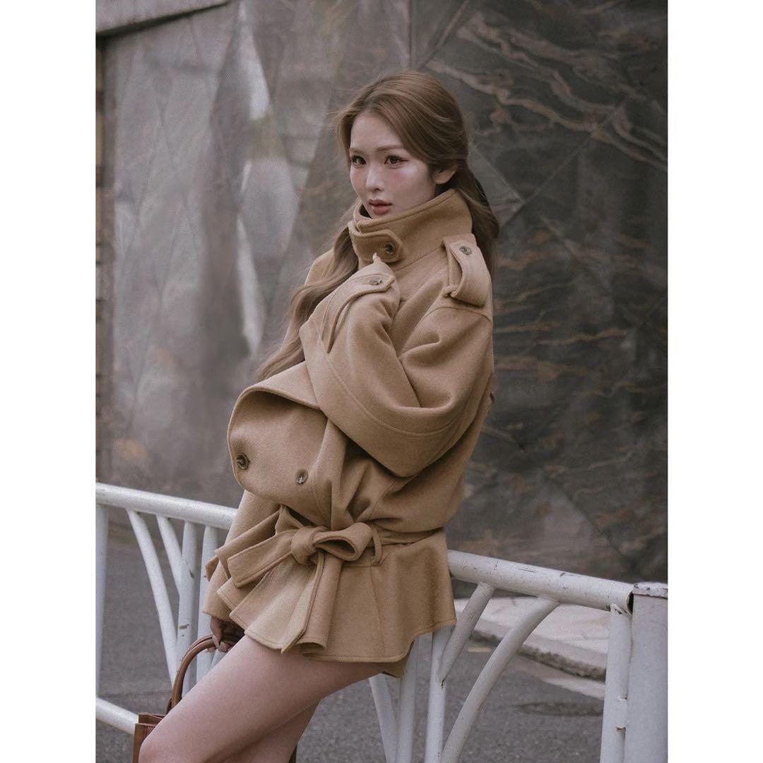 新品タグ付 ダーリッチ ドロップショルダージャケットコート FL キャメル