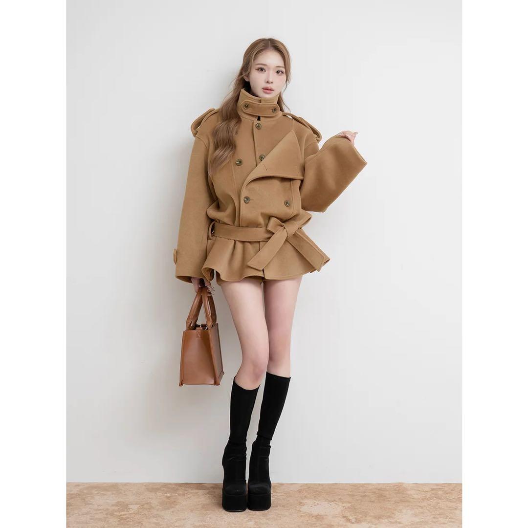 新品タグ付 ダーリッチ ドロップショルダージャケットコート FL キャメル