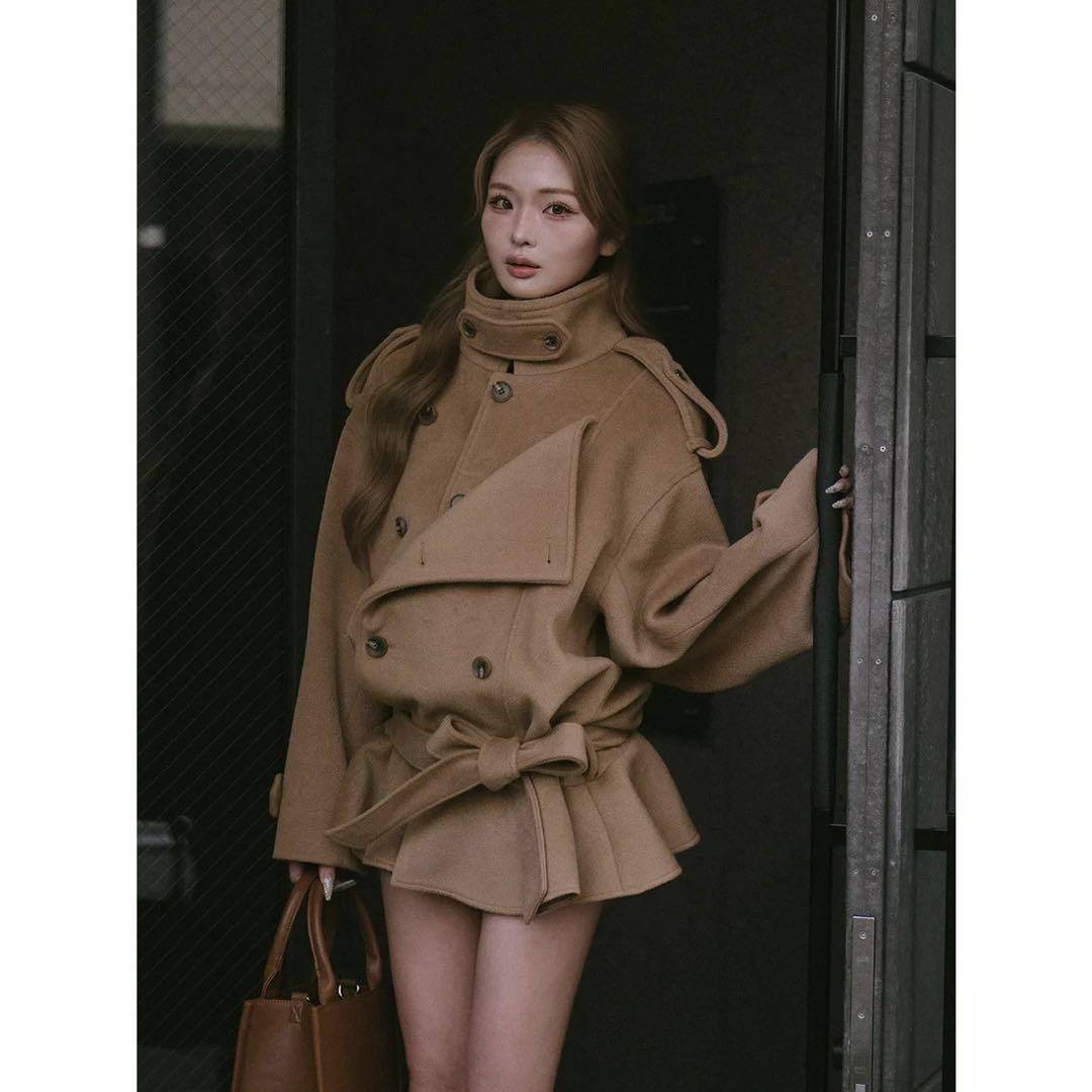 新品タグ付 ダーリッチ ドロップショルダージャケットコート FL キャメル