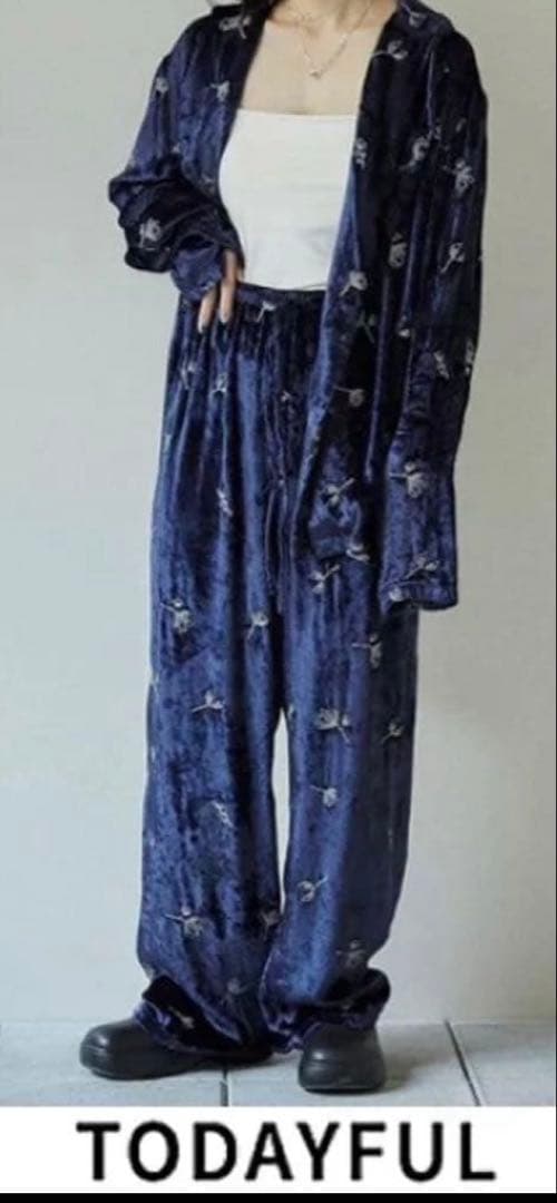 todayful エンブロイダリーベロアパンツ　38