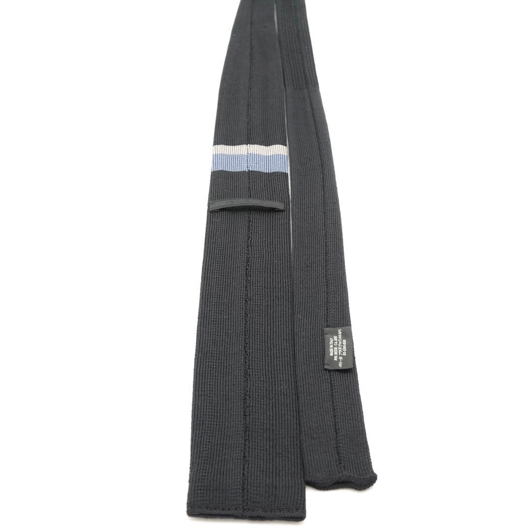 ✨未使用展示品✨　PRADA ニットタイ　ボーダー　ソリッド　ブラック　ネクタイ