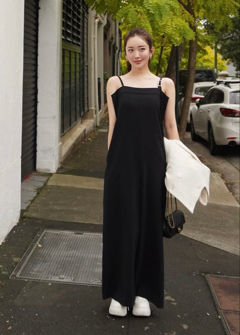 サロペット・オーバーオール・オールインワン crepe all-in-one / black