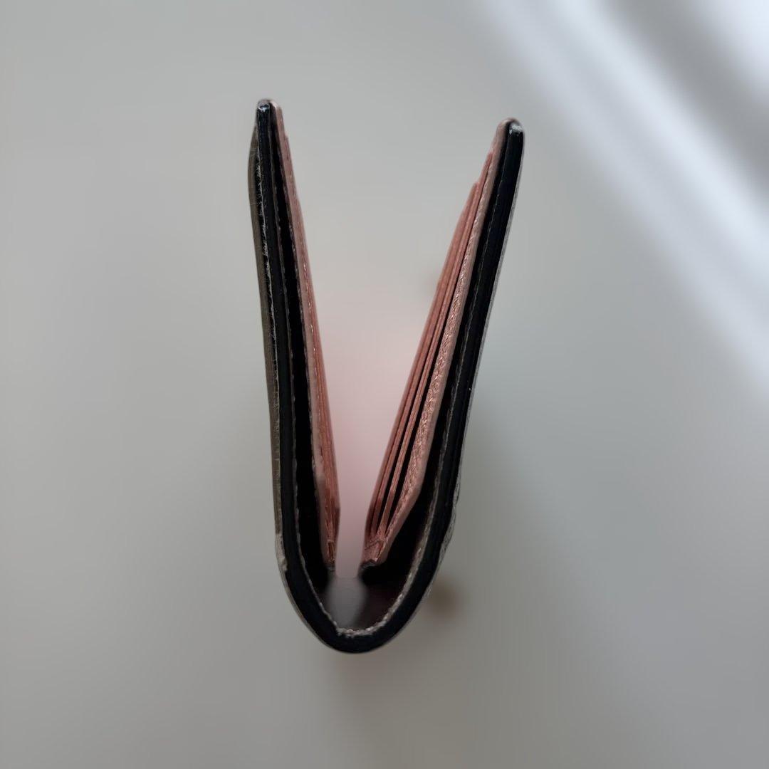 【ラルコバレーノ】グレー レザー 二つ折り財布