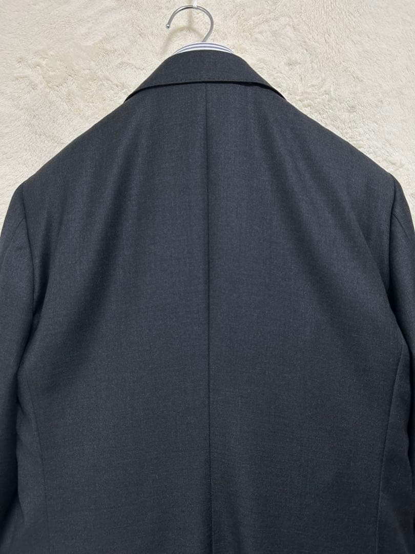 【新品】エルメネジルドゼニア生地 メンズ スーツ A6 L ダークグレー 無地