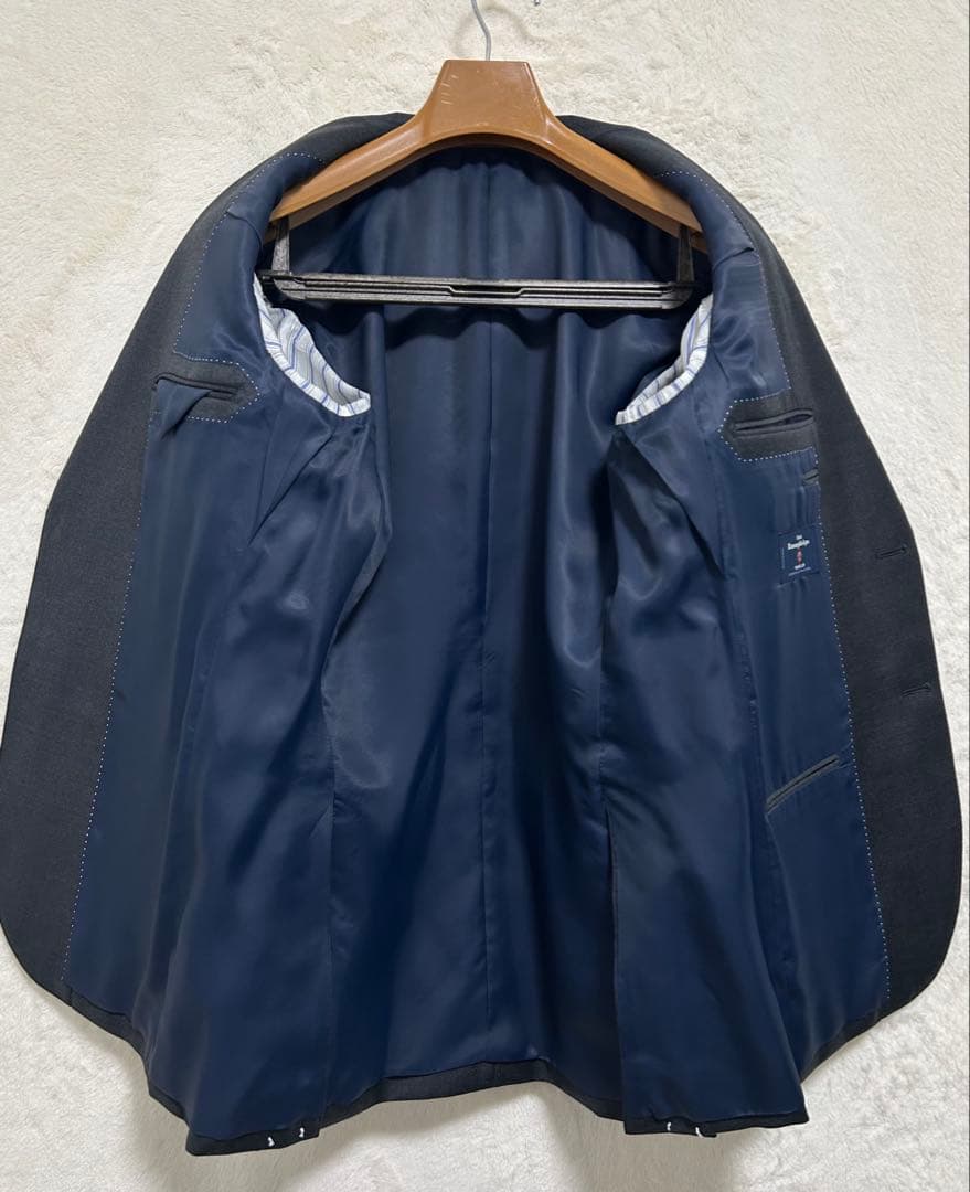 【新品】エルメネジルドゼニア生地 メンズ スーツ A6 L ダークグレー 無地