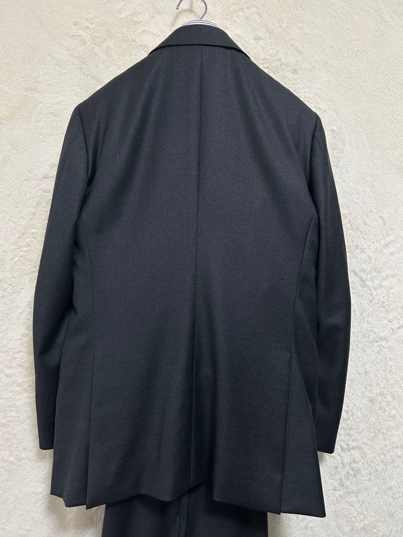 【新品】エルメネジルドゼニア生地 メンズ スーツ A6 L ダークグレー 無地