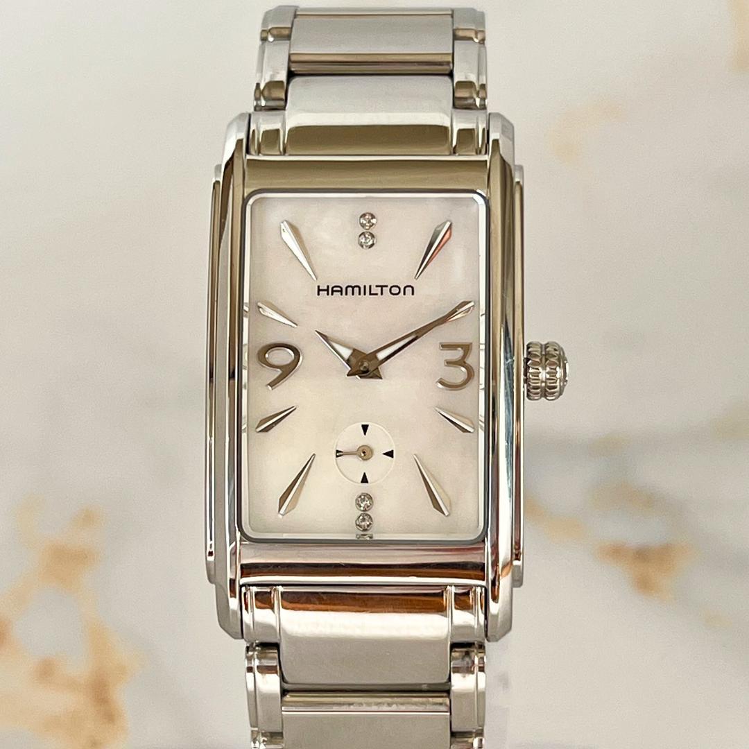 hoo.【稼働品】HAMILTON アードモア 4Pダイヤ シェル文字盤