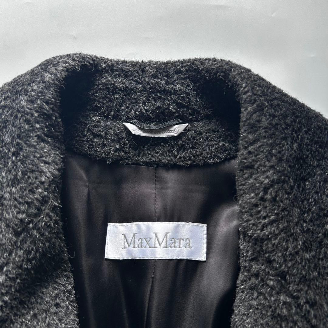 マックスマーラ　白タグ　アルパカ　シャギーコート　ボア　ロングコート