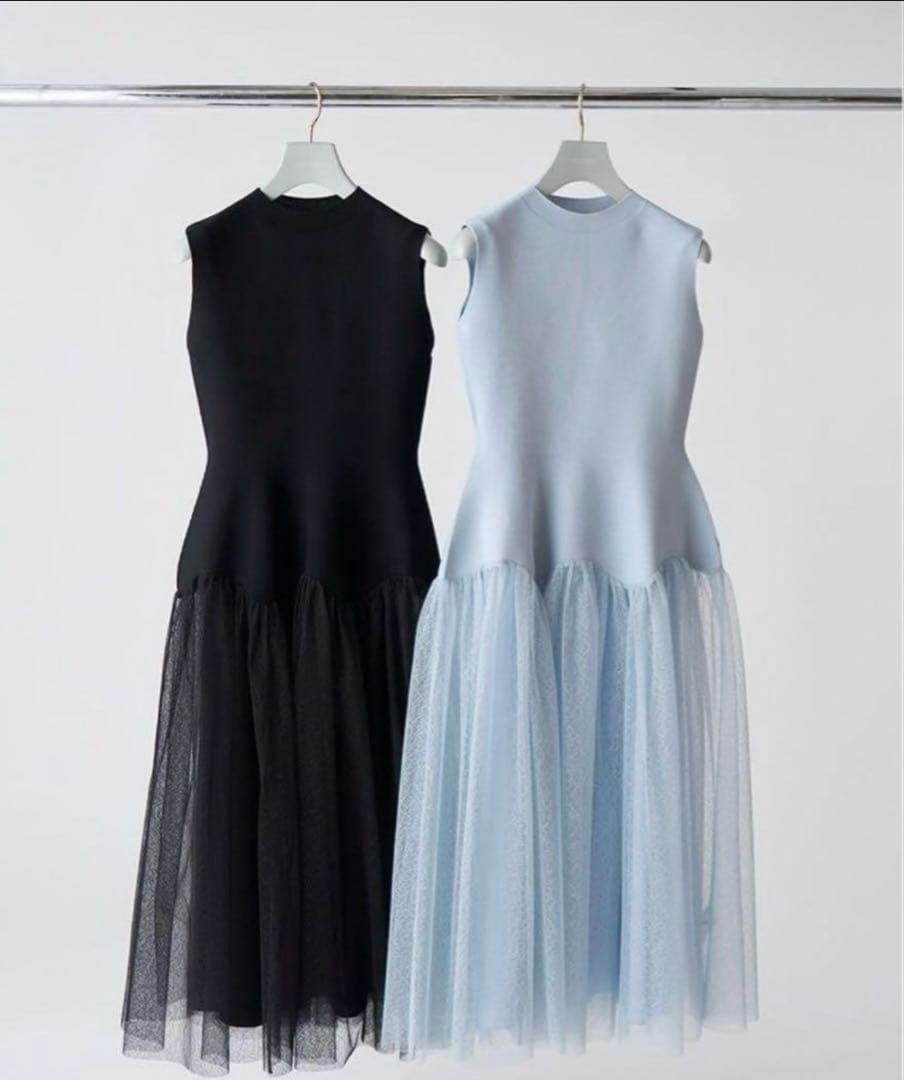 【新品未使用】CELFORD スカラップ切替ドッキングニットワンピ－ス36