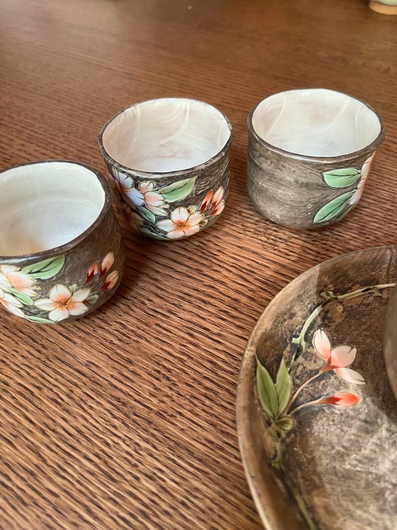 京焼　清水焼　陶葊　とうあん 　花柄カップ4個セット