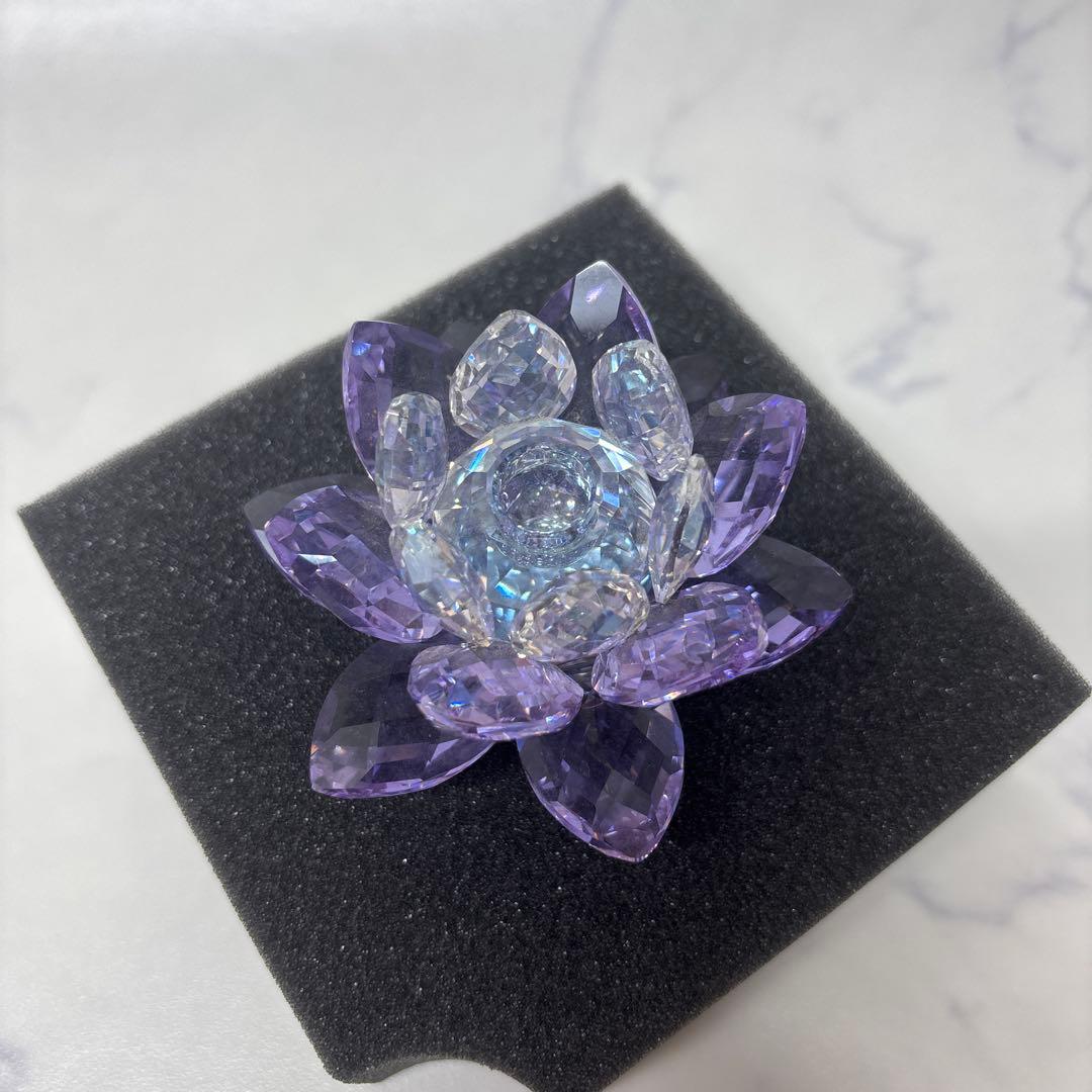 0826 スワロフスキー　睡蓮　キャンドルスタンド　パープル