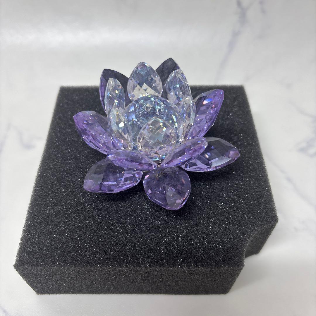 0826 スワロフスキー　睡蓮　キャンドルスタンド　パープル