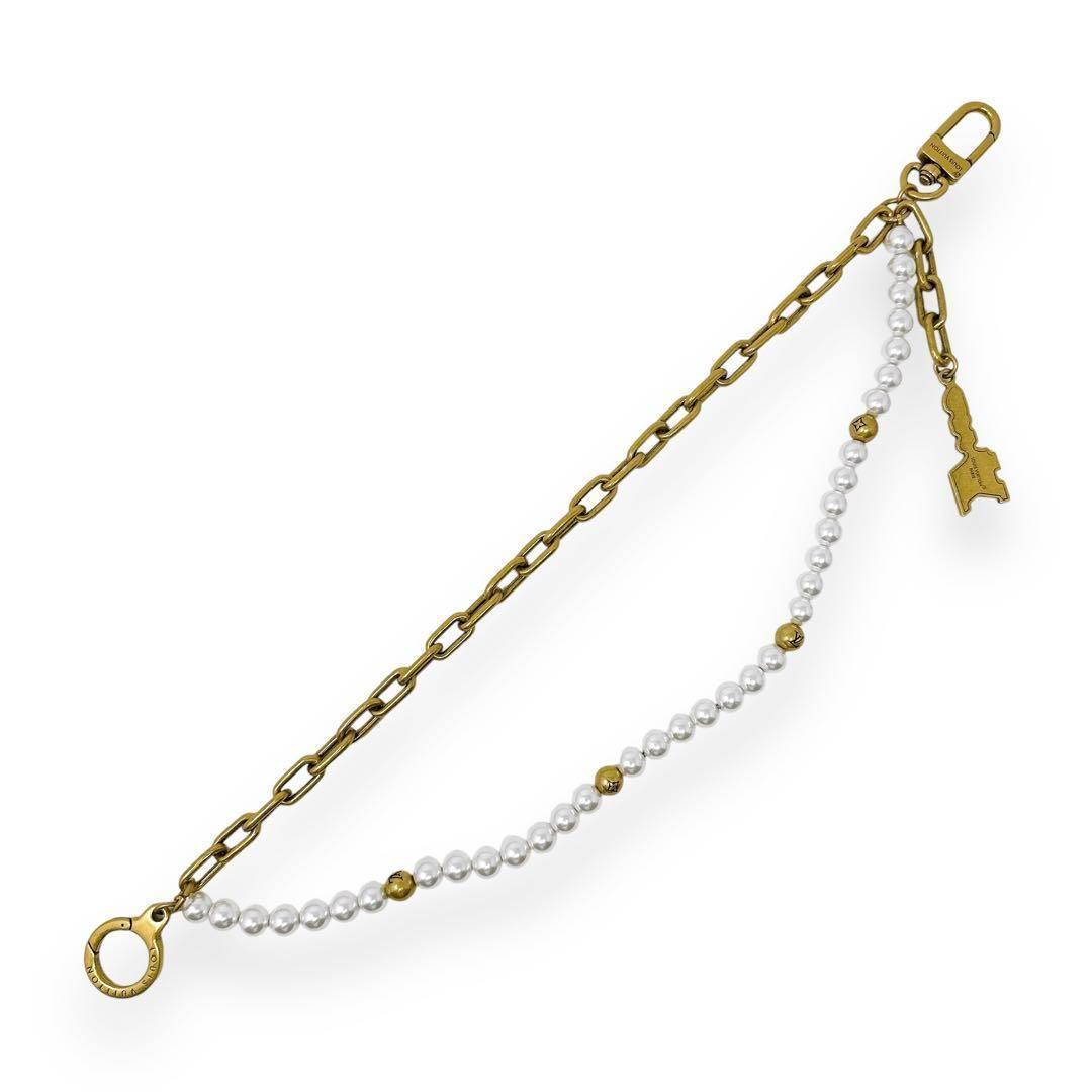 ルイヴィトン M01689 パール ゴールド チェーン バッグチャーム ベルト