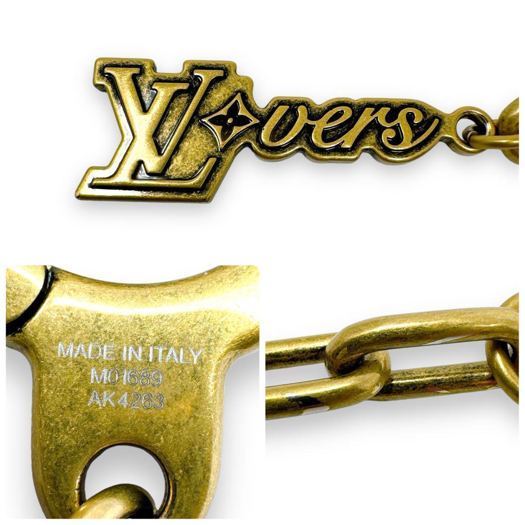 ルイヴィトン M01689 パール ゴールド チェーン バッグチャーム ベルト