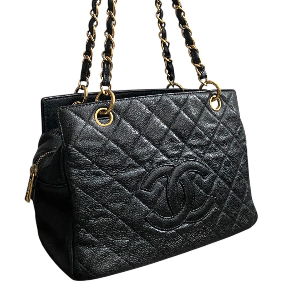【希少!!】 シャネル キャビアスキン チェーントート GST ブラック バッグ