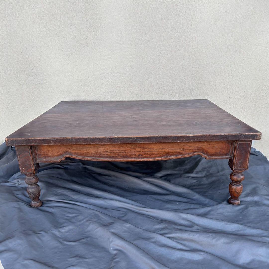 Cy47　和製アンティーク　木製　テーブル　ローテーブル　ろくろ脚　古道具