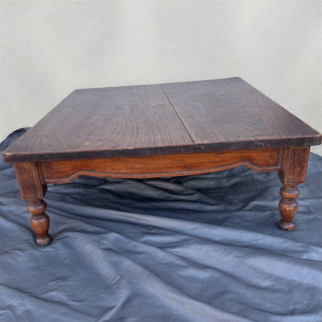 Cy47　和製アンティーク　木製　テーブル　ローテーブル　ろくろ脚　古道具