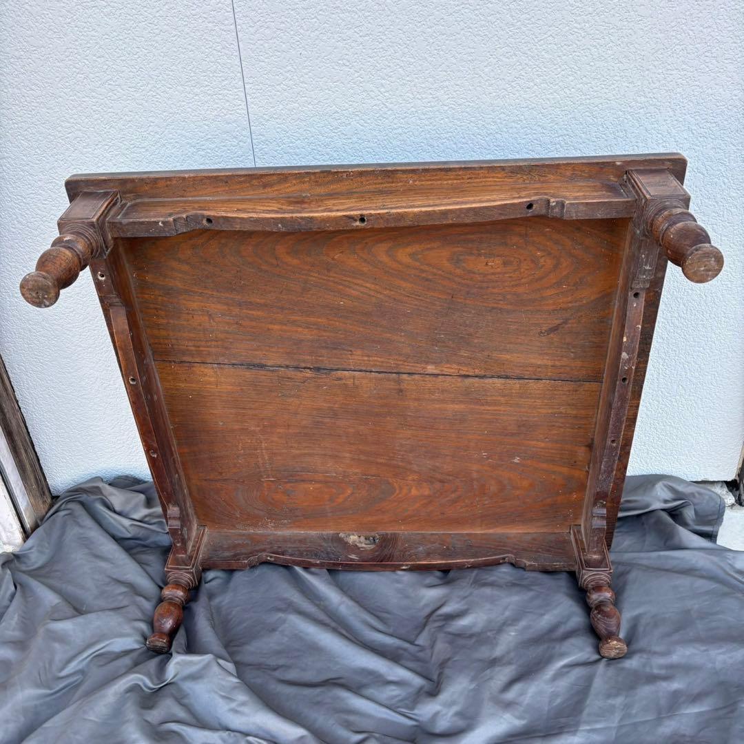 Cy47　和製アンティーク　木製　テーブル　ローテーブル　ろくろ脚　古道具