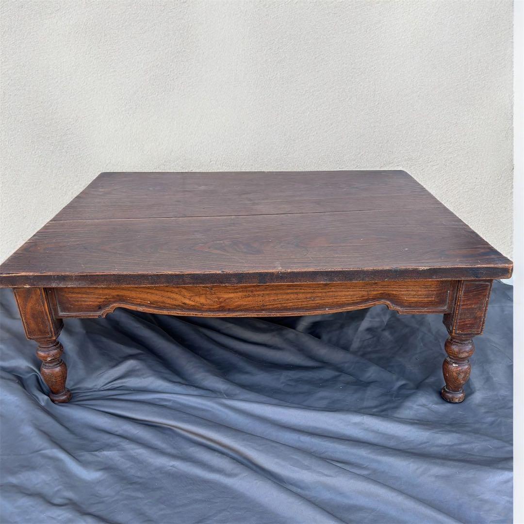 Cy47　和製アンティーク　木製　テーブル　ローテーブル　ろくろ脚　古道具