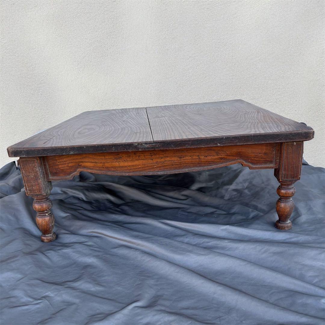 Cy47　和製アンティーク　木製　テーブル　ローテーブル　ろくろ脚　古道具