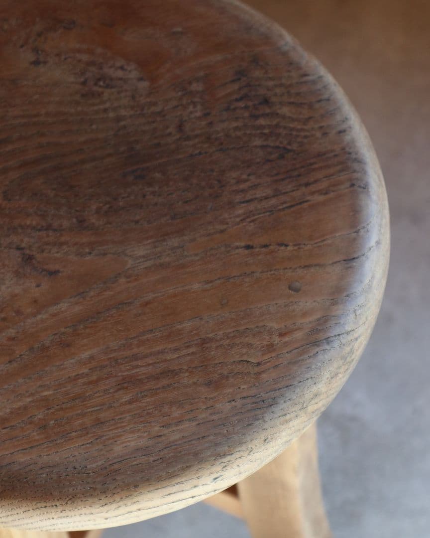 お値下げ中　古い栗材のスツール　古道具 古家具 アンティーク カフェ 丸椅子