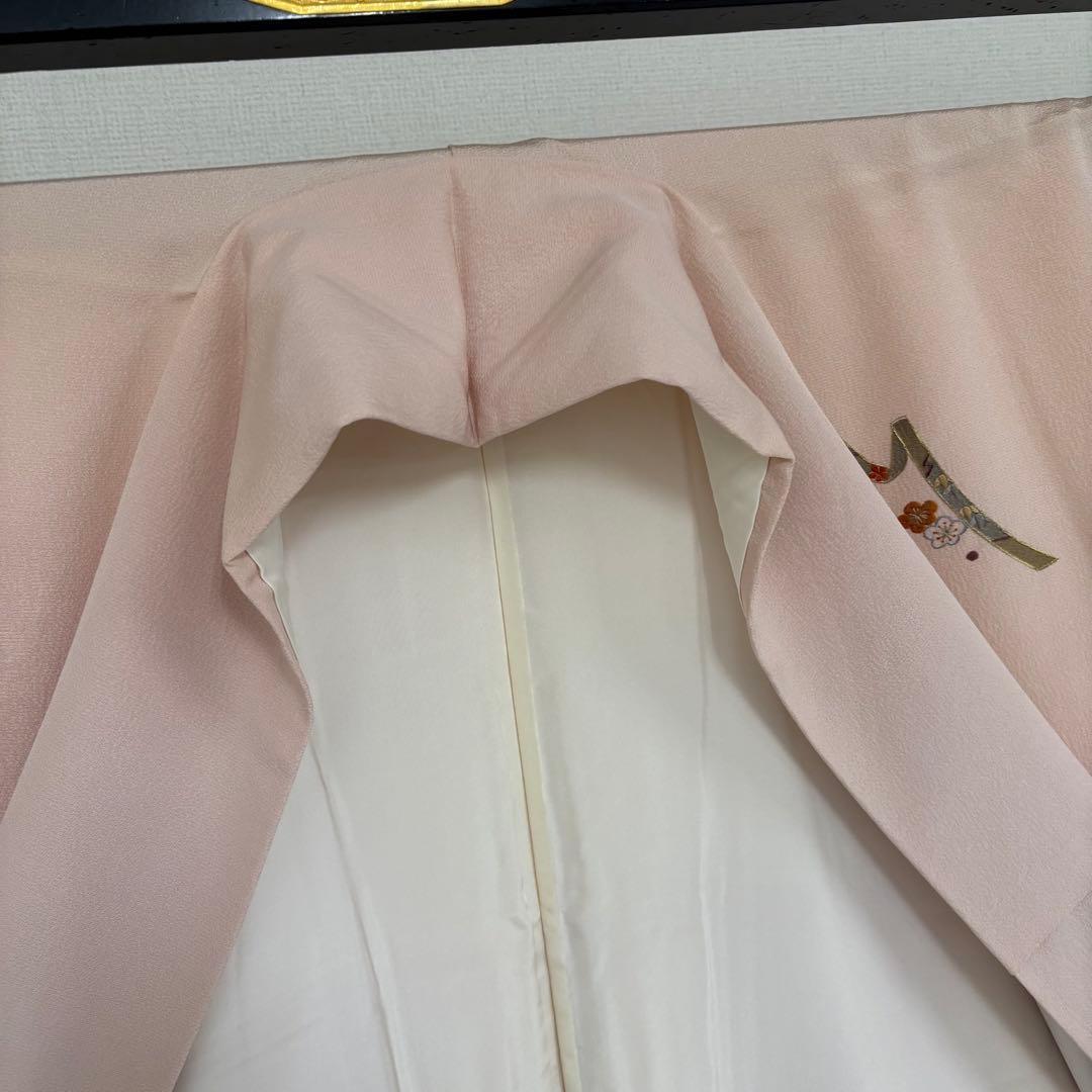 刺繍 金駒刺繍 裄68 金彩 上品 紋無し 付下げ 正絹 AK-5034