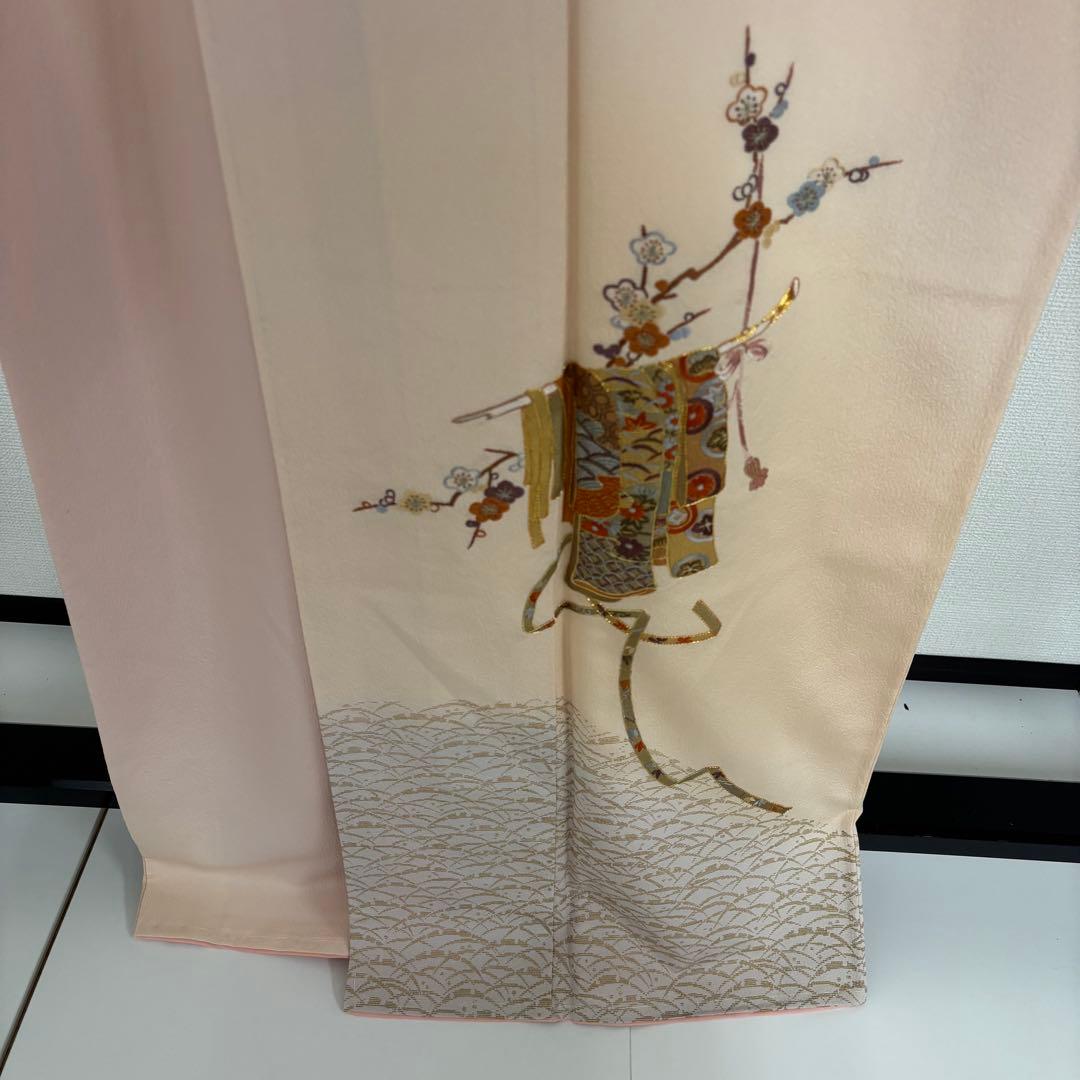 刺繍 金駒刺繍 裄68 金彩 上品 紋無し 付下げ 正絹 AK-5034