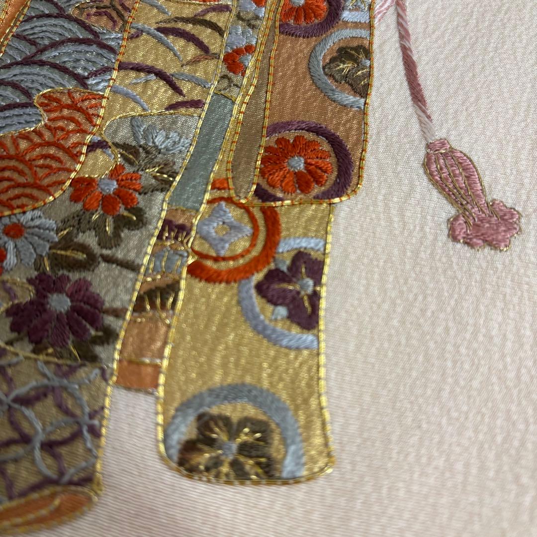 刺繍 金駒刺繍 裄68 金彩 上品 紋無し 付下げ 正絹 AK-5034