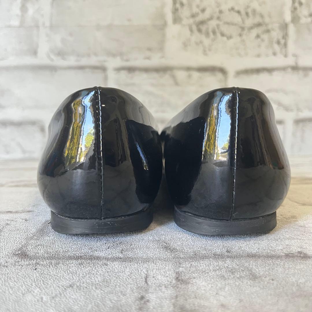 【美品】 ファビオルスコーニ　ブラック　エナメル　ポインテッド　フラットシューズ