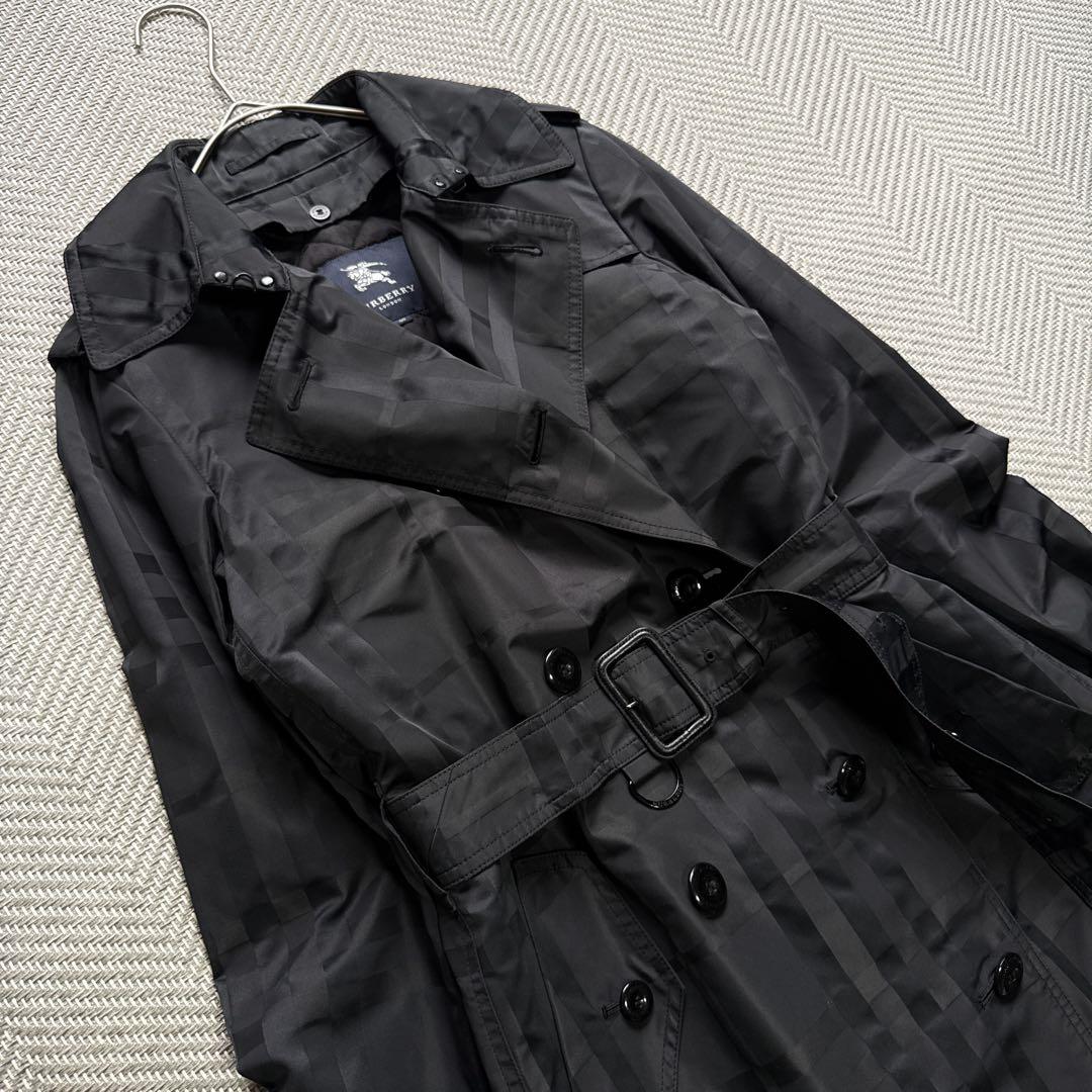 極美品　バーバリー　シャドウチェック　キルティングライナー　トレンチコート　40