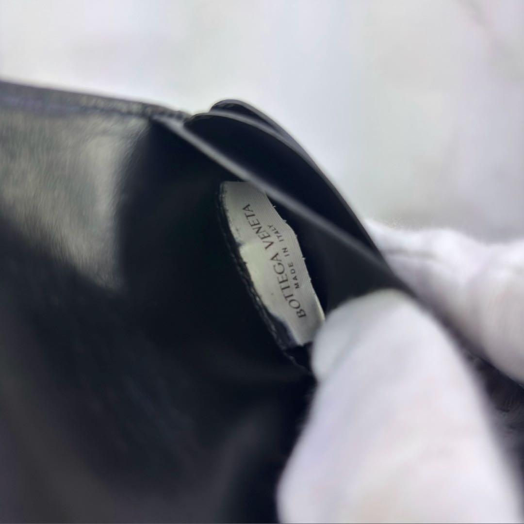 BOTTEGA VENETA スモール カセット 二つ折りファスナーウォレット黒