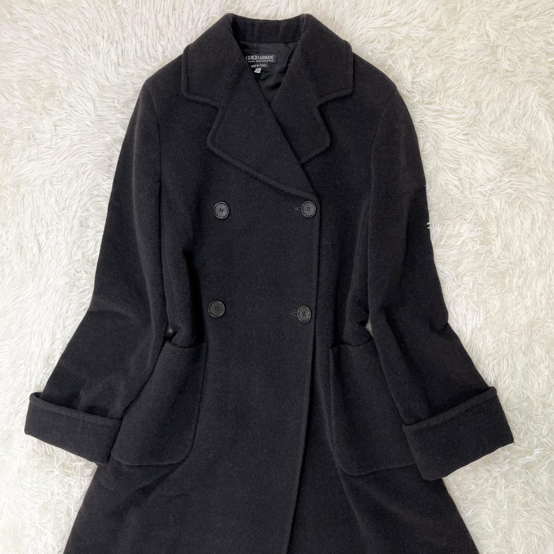 美品✨ ジョルジオアルマーニ ロングチェスターコート レディース 黒 M 38