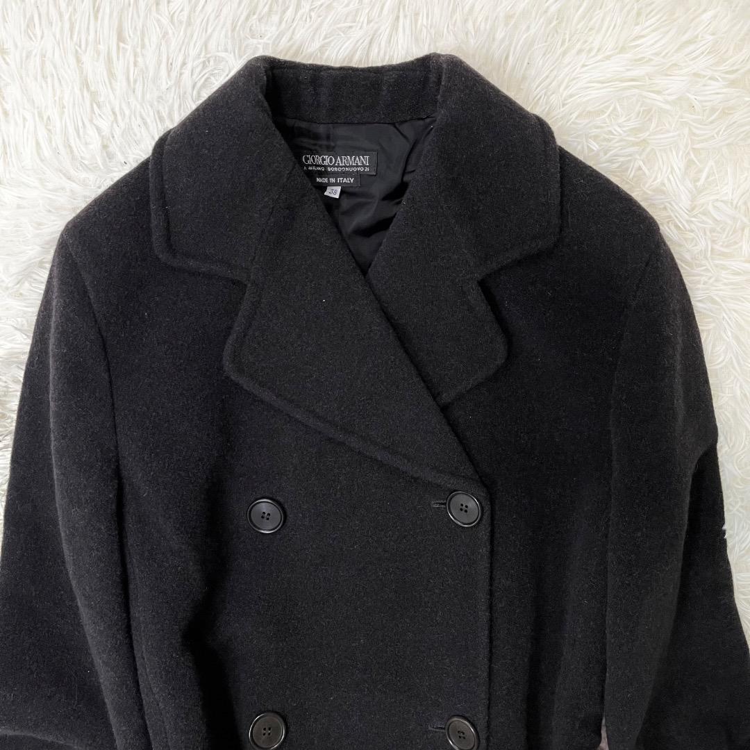 美品✨ ジョルジオアルマーニ ロングチェスターコート レディース 黒 M 38