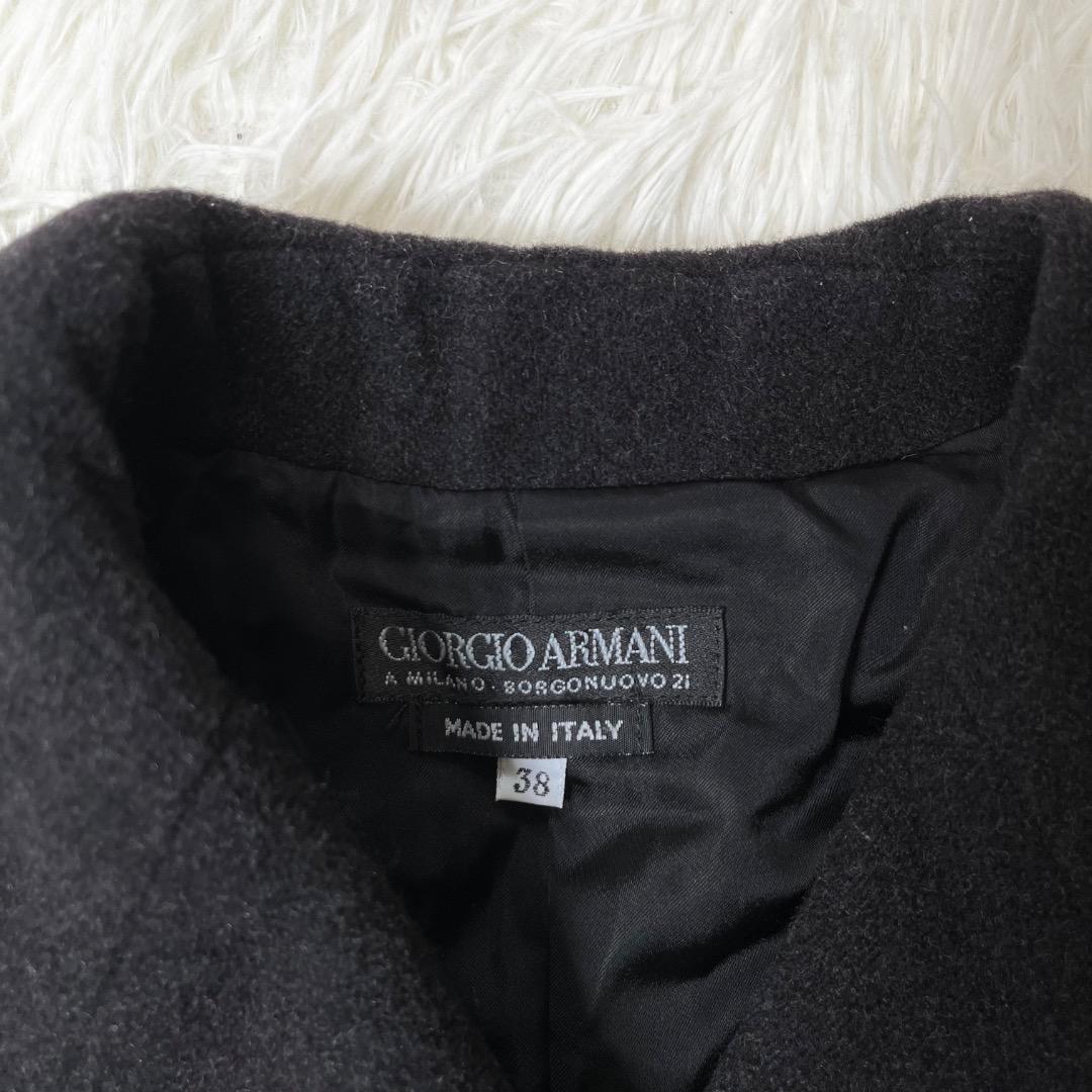 美品✨ ジョルジオアルマーニ ロングチェスターコート レディース 黒 M 38