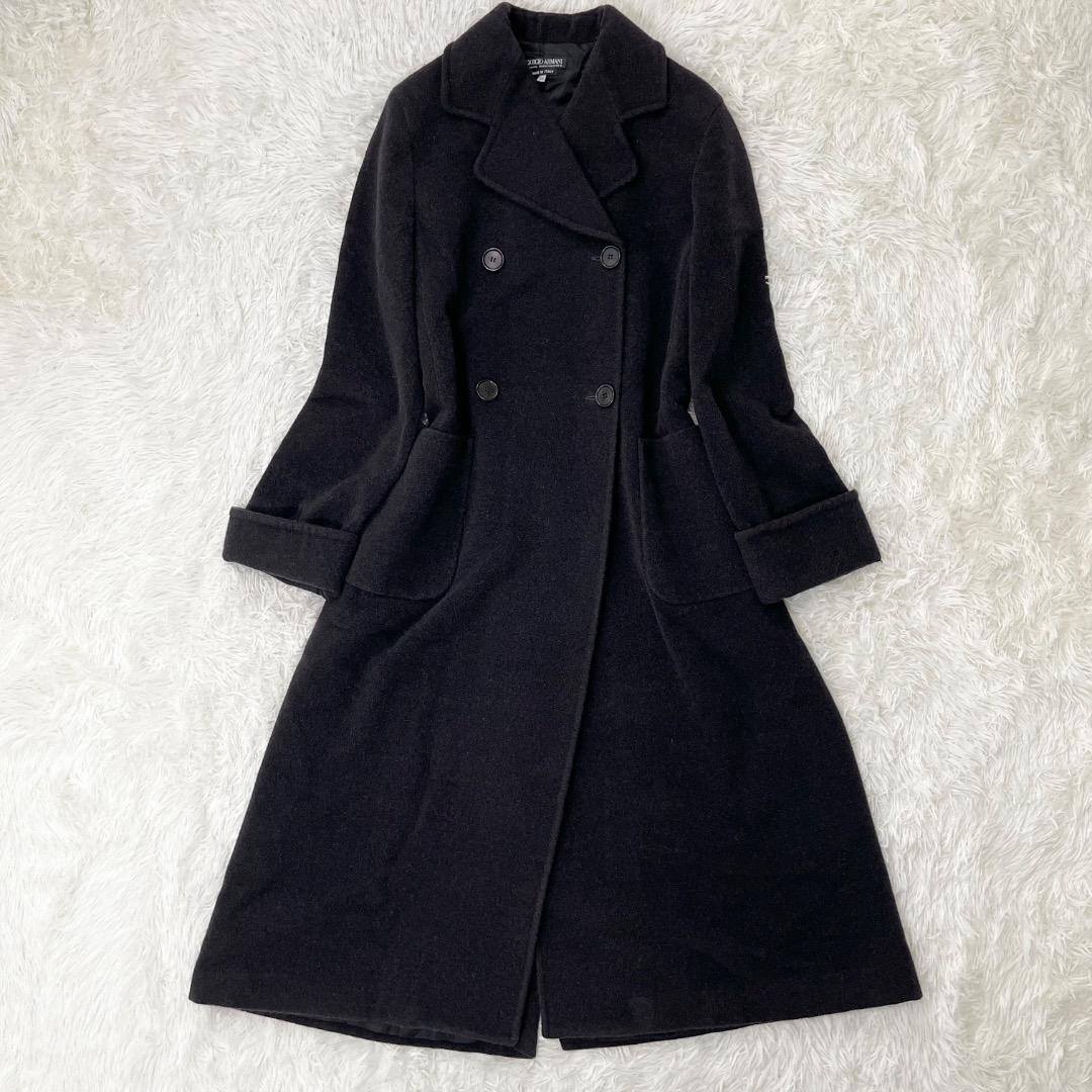 美品✨ ジョルジオアルマーニ ロングチェスターコート レディース 黒 M 38