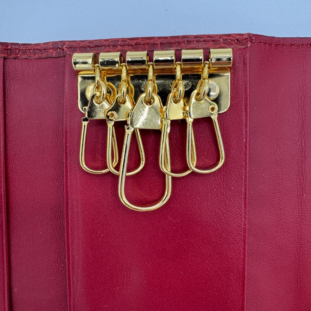 極美品 イヴ・サンローラン YSL キーケース レッド ブランドロゴ入り