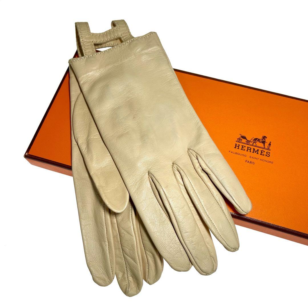 HERMES 手袋　グローブ ラム　レザー 7 1/2 a490