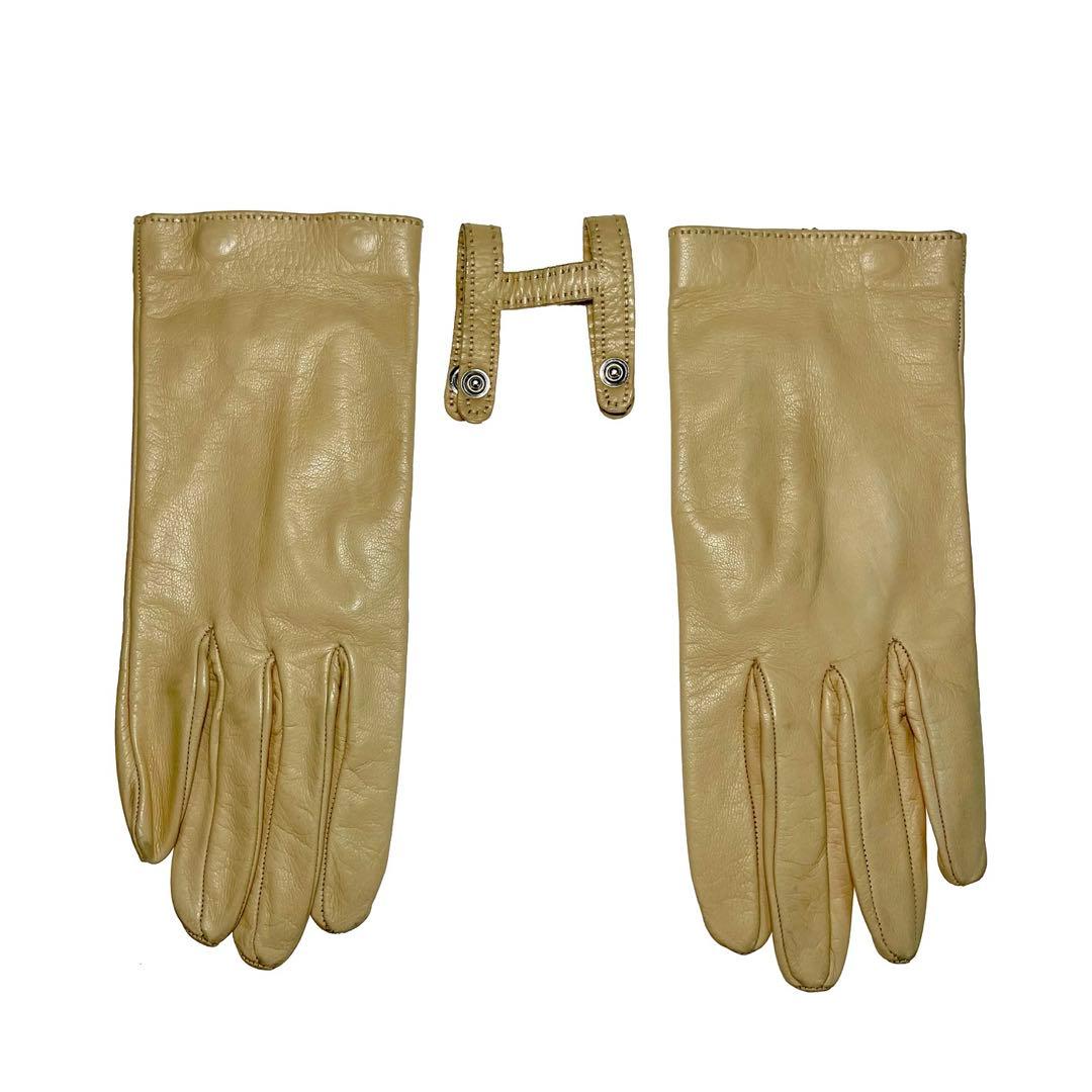 HERMES 手袋　グローブ ラム　レザー 7 1/2 a490