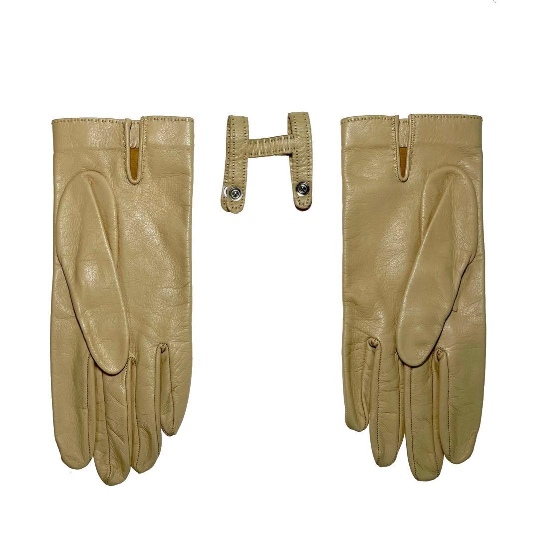 HERMES 手袋　グローブ ラム　レザー 7 1/2 a490