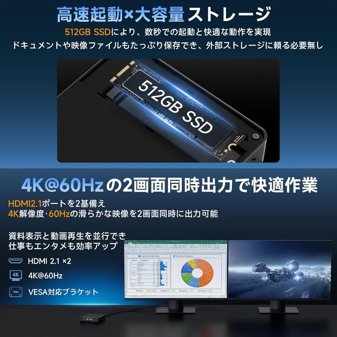 BMAX ミニPC LPDDR5 4400MHz