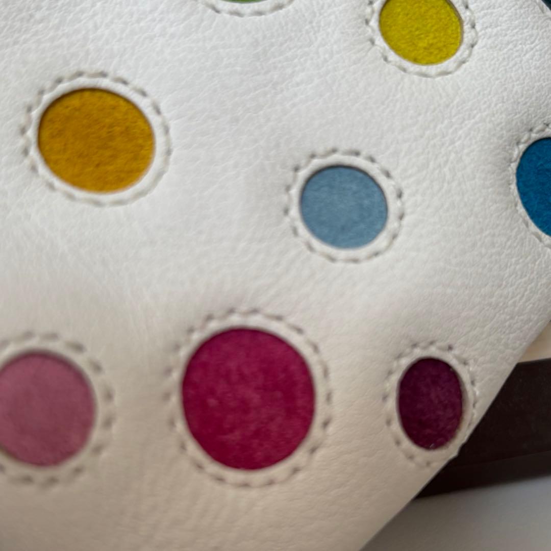 新品 COACH コーチ がま口 キーホルダー 財布 ドット カラフル ホワイト