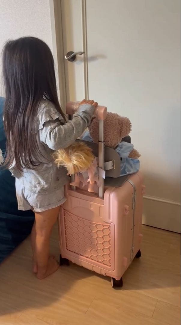 新品未使用 多機能子供乗れるスーツケース　40リットル　ピンク