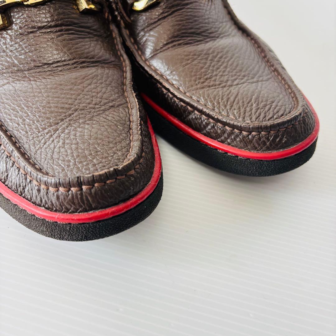 美品 BALLY ローファー ロゴ金具 レザーシューズ シボ革 スイス製