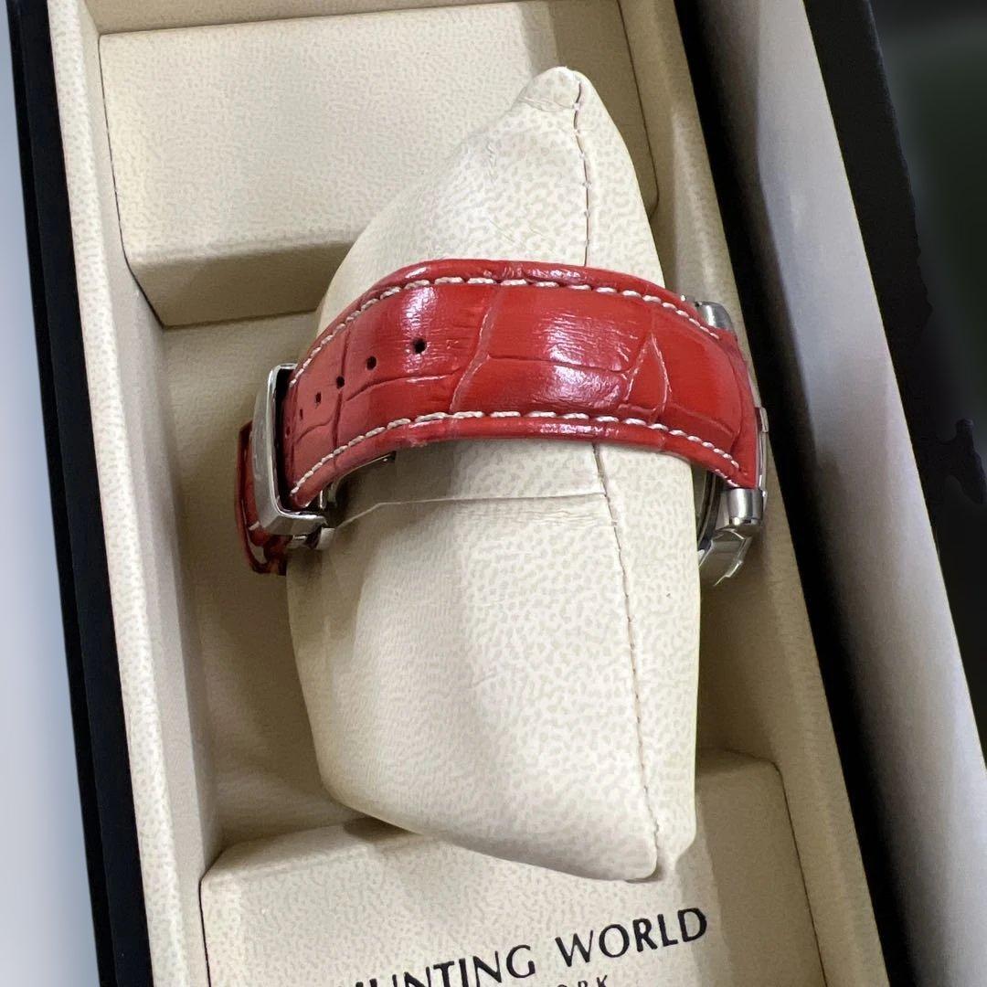 【保証書・冊子・箱付き美品】HUNTING WORLD スイス製クォーツ 腕時計