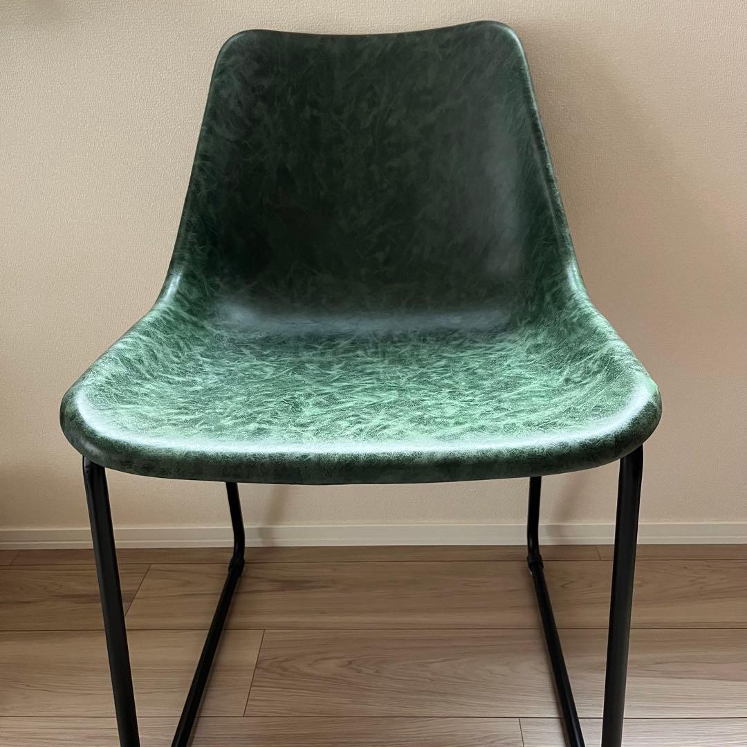 【美品】クラッシュゲート　ログ ダイニングチェア ヴィンテージ グリーン 関家具