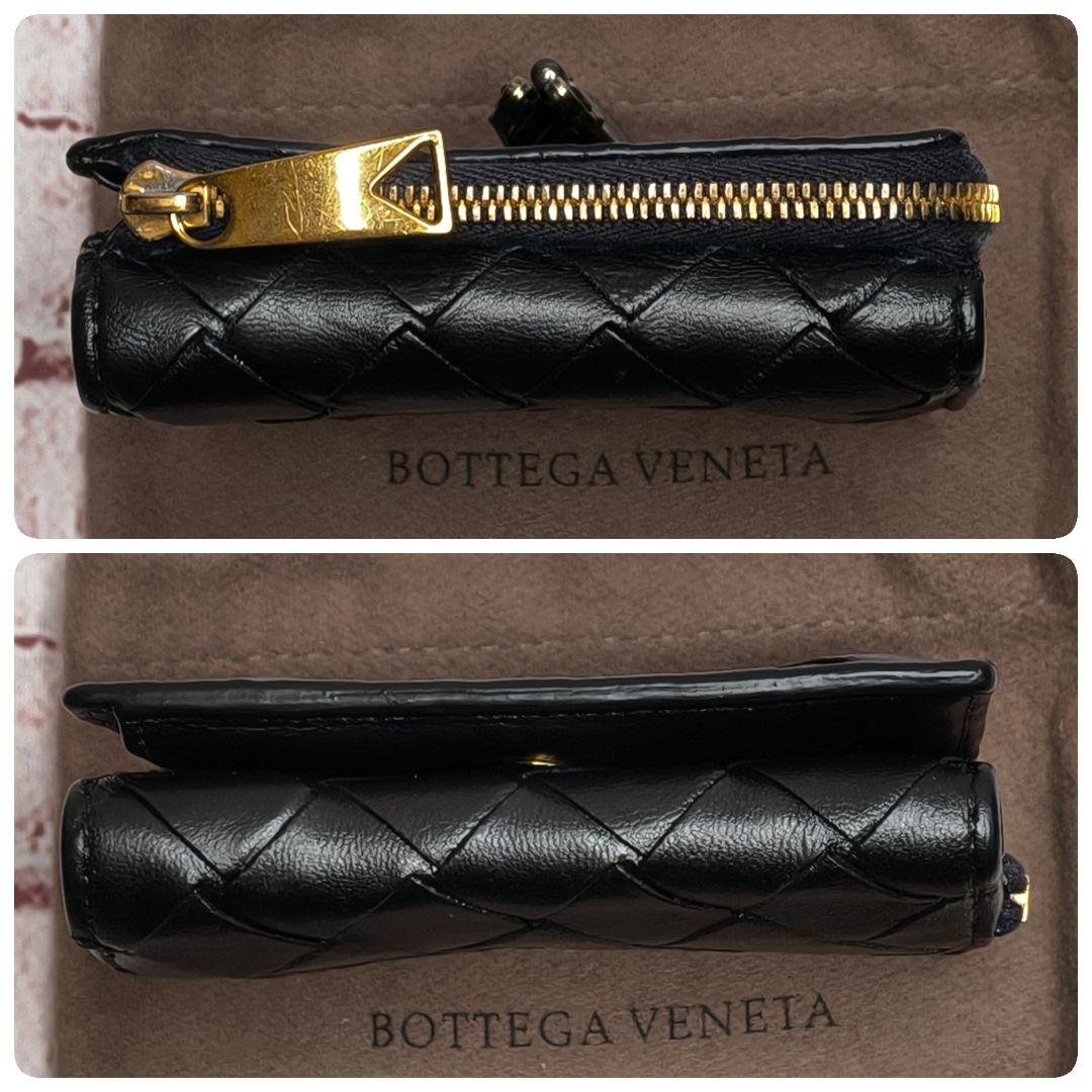 【現行／美品】ボッテガヴェネタ 三つ折り財布 タイニー イントレ IC搭載／黒B