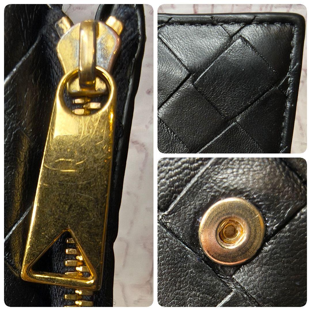 【現行／美品】ボッテガヴェネタ 三つ折り財布 タイニー イントレ IC搭載／黒B