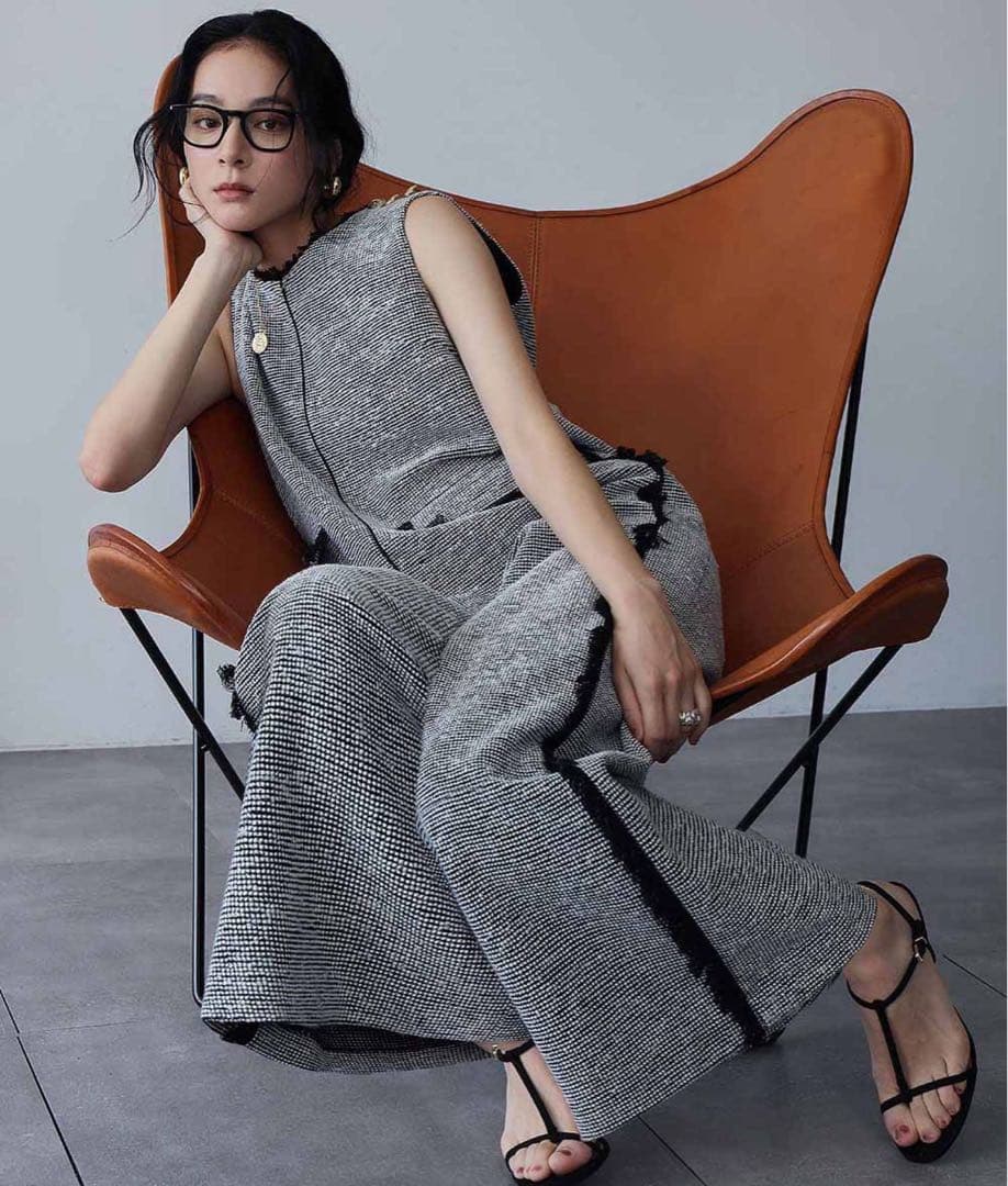 【2025AW】ツイード フリンジ オールインワン