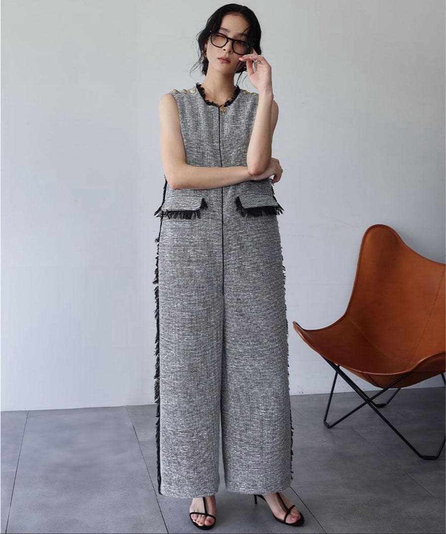 【2025AW】ツイード フリンジ オールインワン